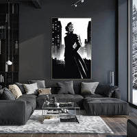 Mysterious Woman Noir Cityscape Artistic Poster PosterGoat