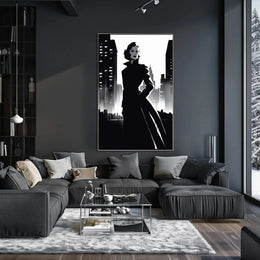 Mysterious Woman Noir Cityscape Artistic Poster PosterGoat