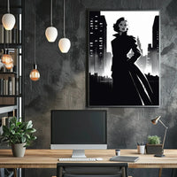 Mysterious Woman Noir Cityscape Artistic Poster PosterGoat