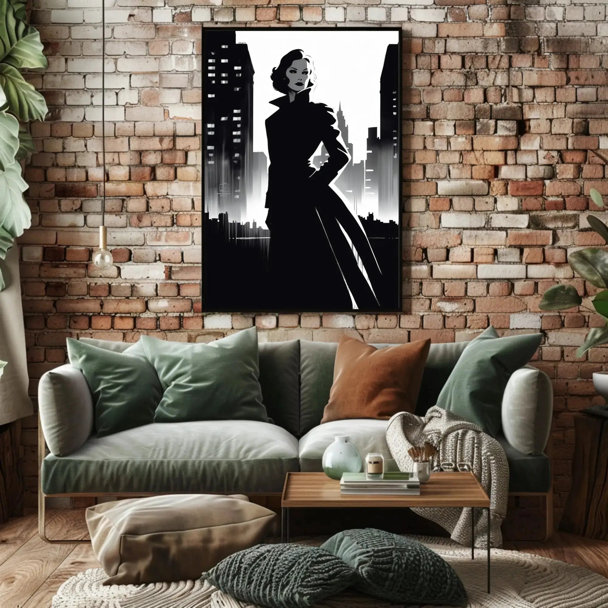 Mysterious Woman Noir Cityscape Artistic Poster PosterGoat