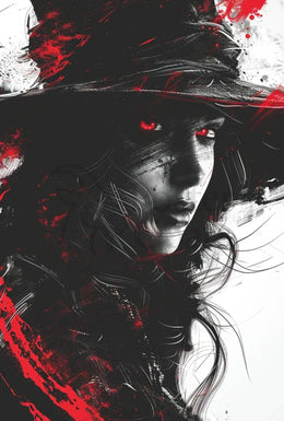 Mysterious Woman with Red Eyes Artistic Poster PosterGoat