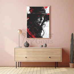 Mysterious Woman with Red Eyes Artistic Poster PosterGoat