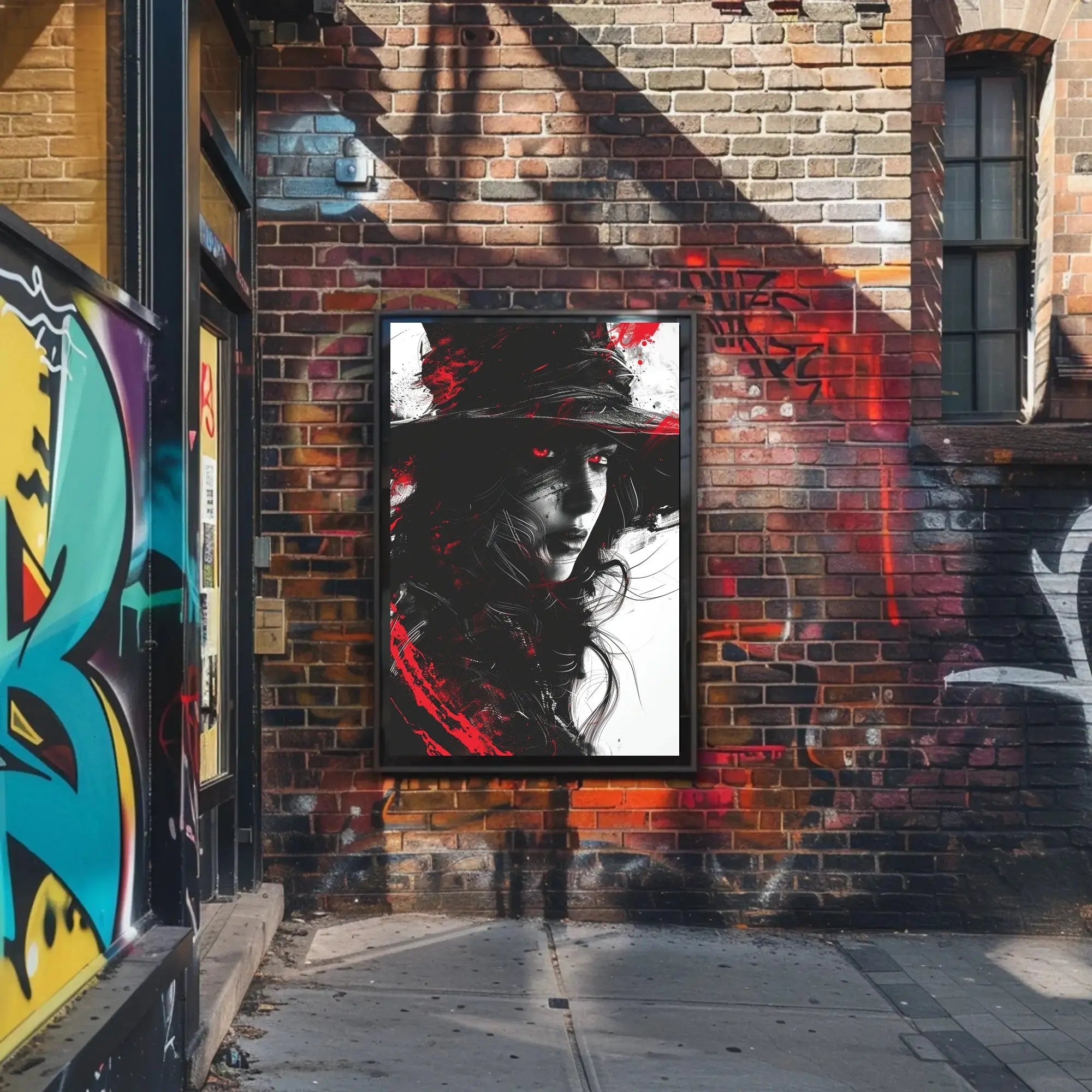 Mysterious Woman with Red Eyes Artistic Poster PosterGoat