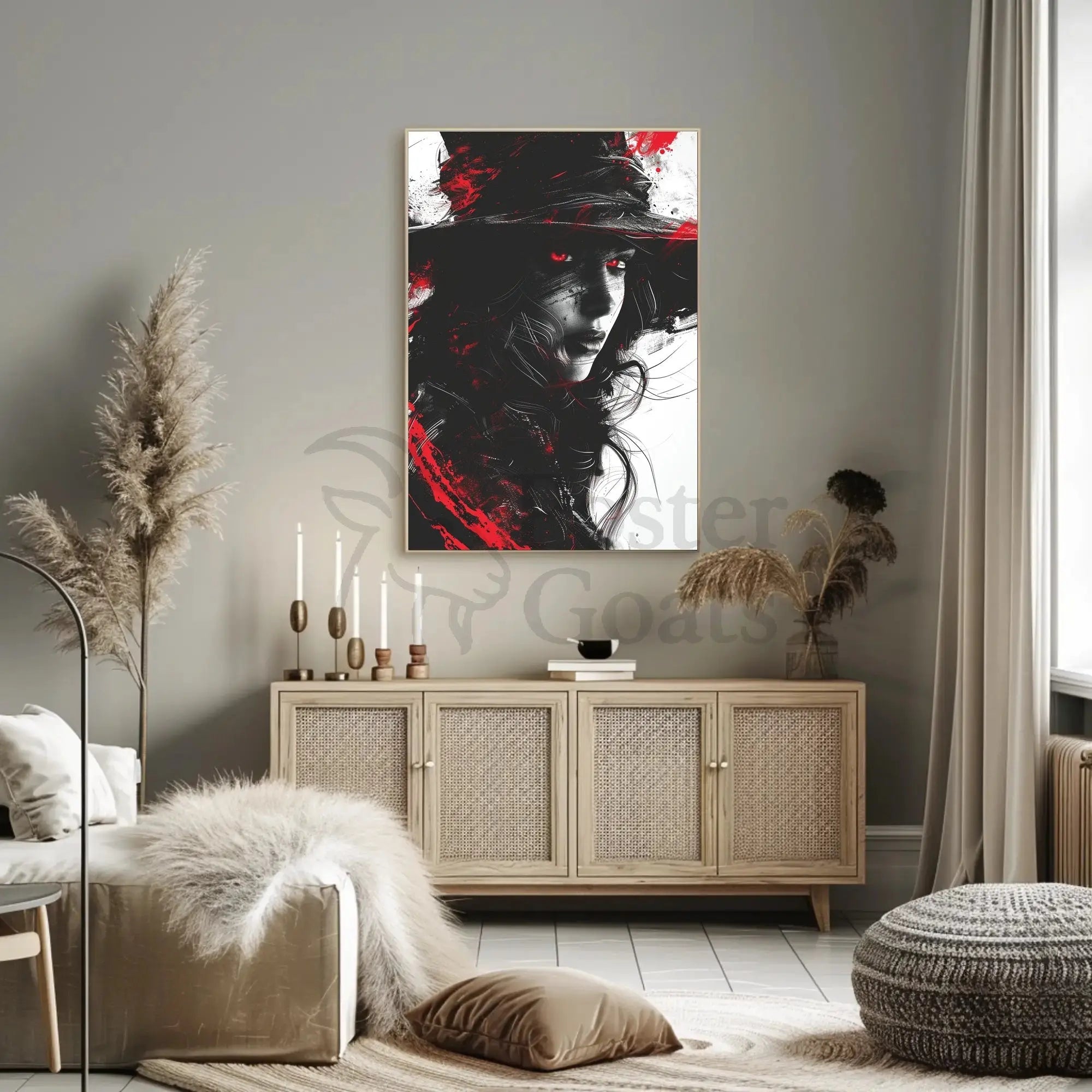 Mysterious Woman with Red Eyes Artistic Poster PosterGoat