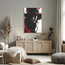 Mysterious Woman with Red Eyes Artistic Poster PosterGoat