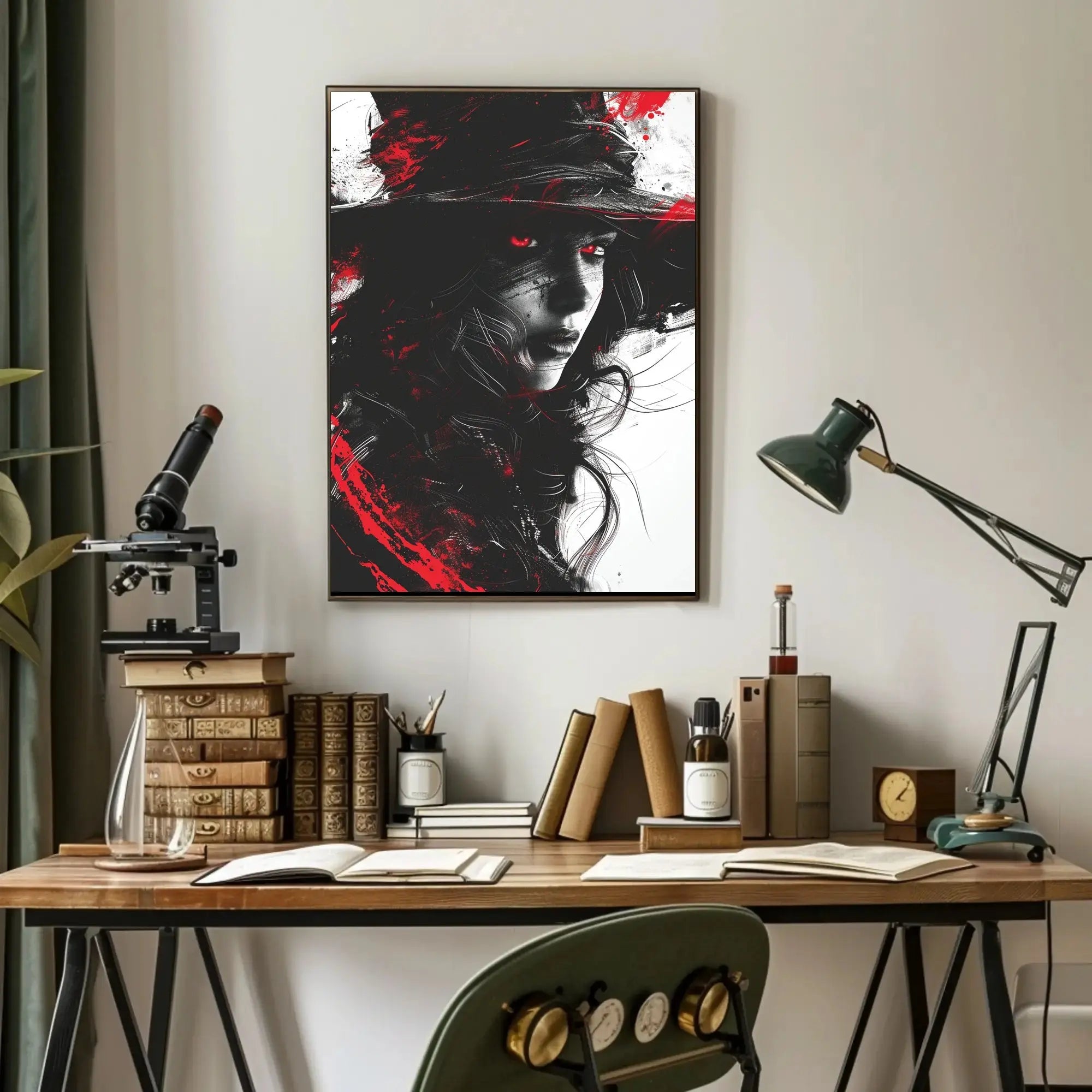 Mysterious Woman with Red Eyes Artistic Poster PosterGoat