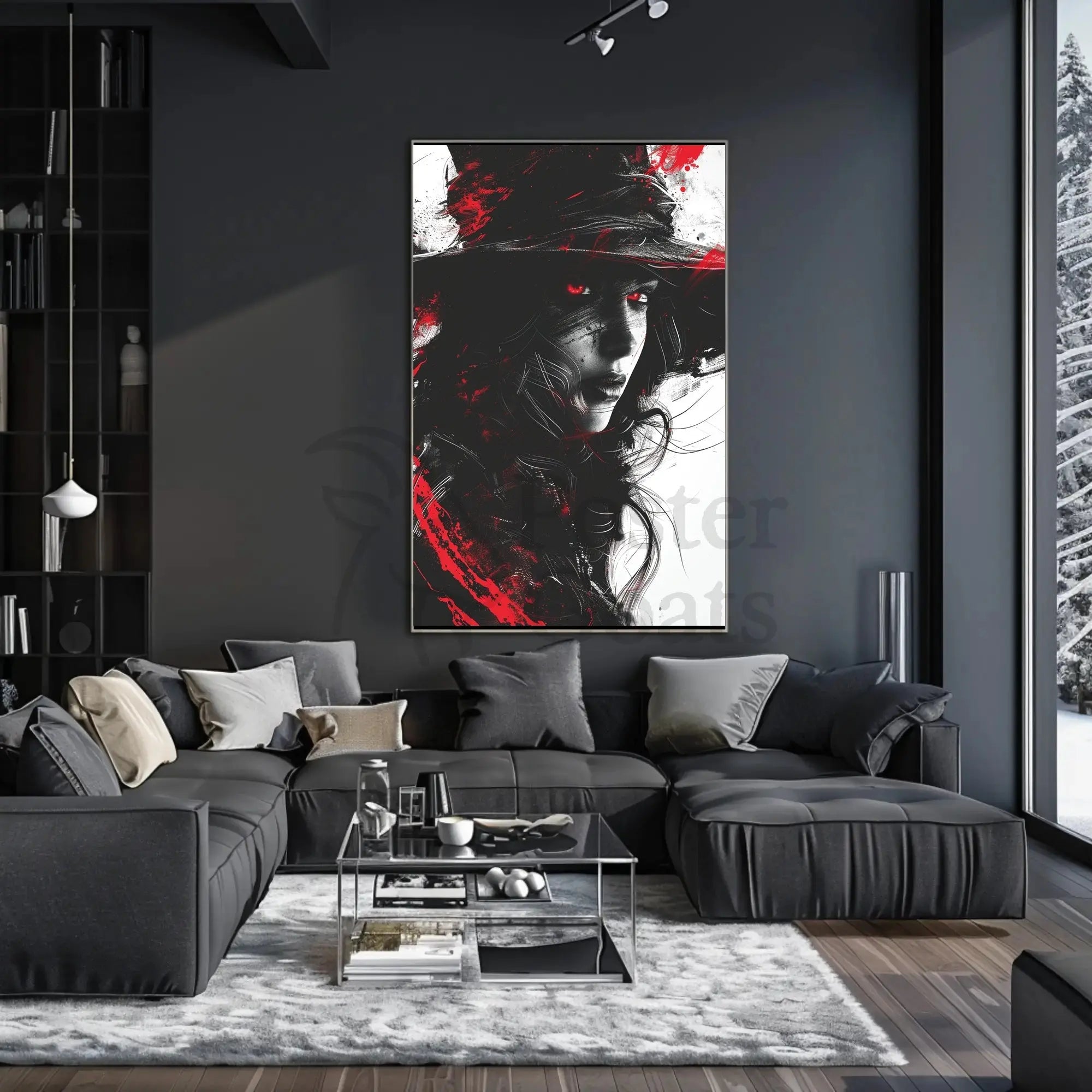 Mysterious Woman with Red Eyes Artistic Poster PosterGoat
