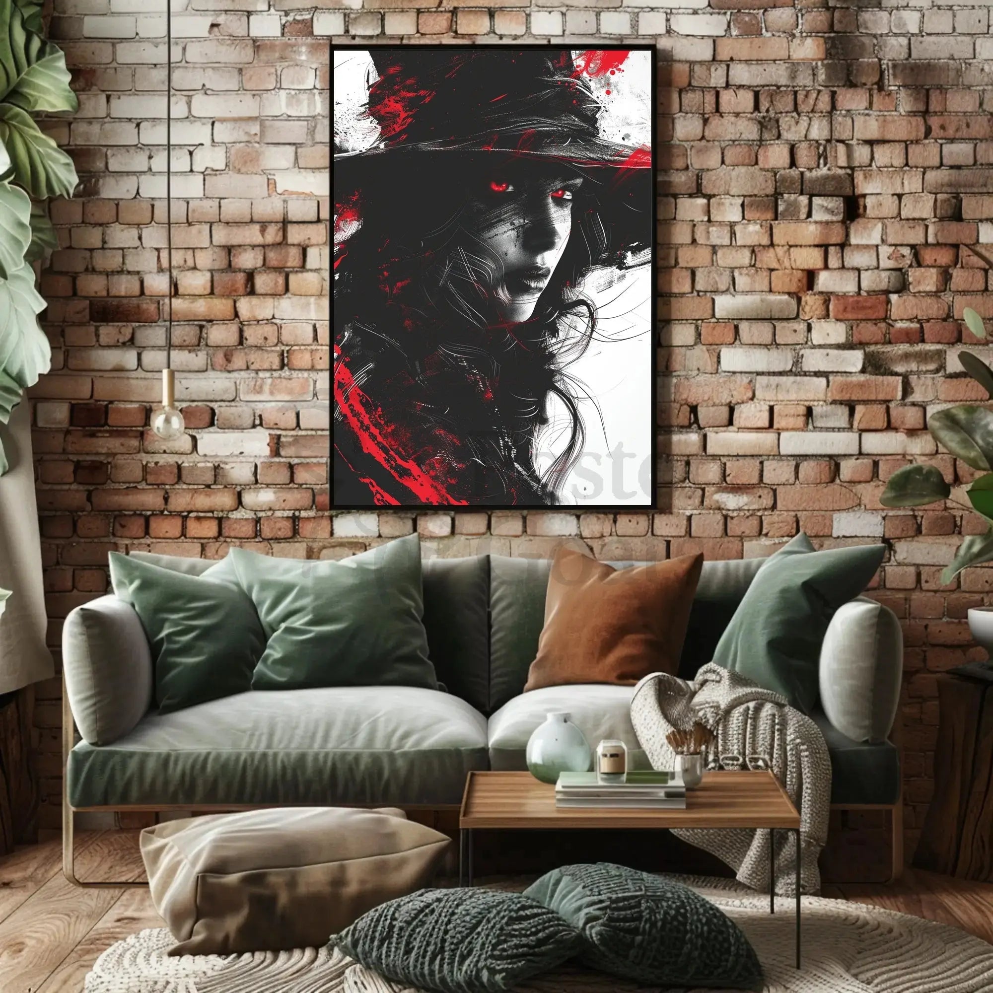 Mysterious Woman with Red Eyes Artistic Poster PosterGoat