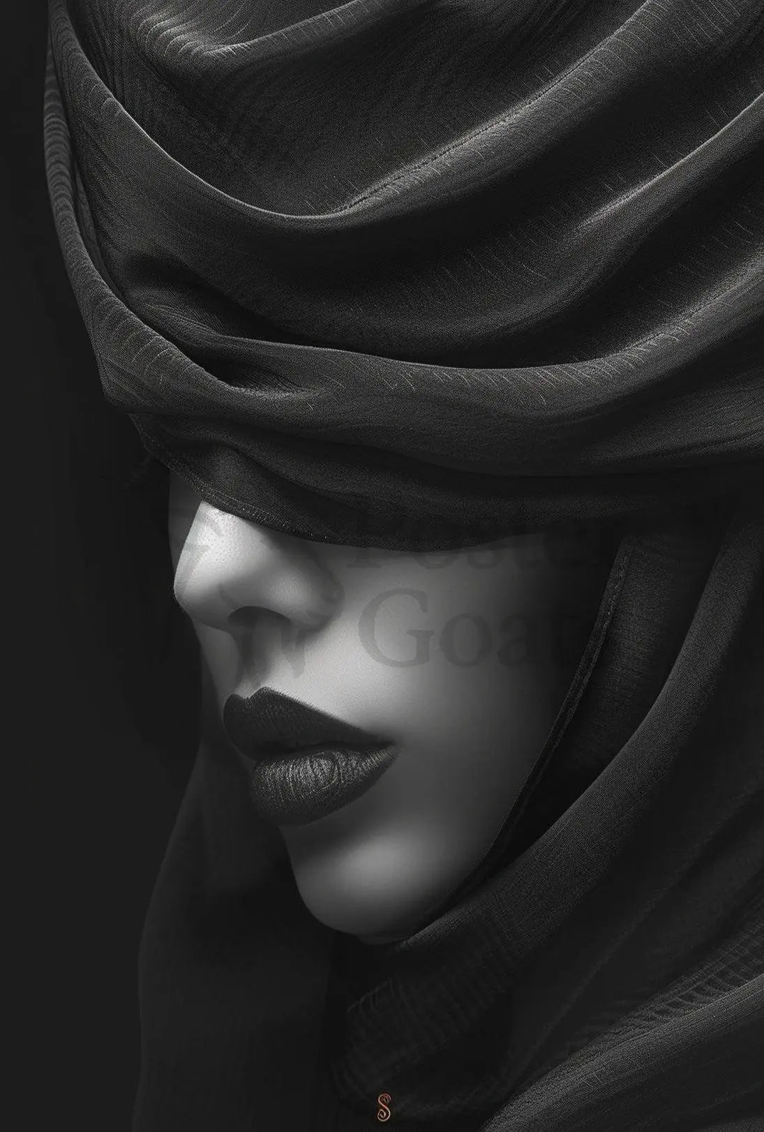 Mystery Veil Portrait: Enigmatic Elegance Artistic Poster PosterGoat