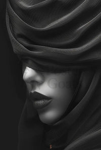Mystery Veil Portrait: Enigmatic Elegance Artistic Poster PosterGoat
