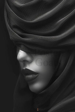 Mystery Veil Portrait: Enigmatic Elegance Artistic Poster PosterGoat