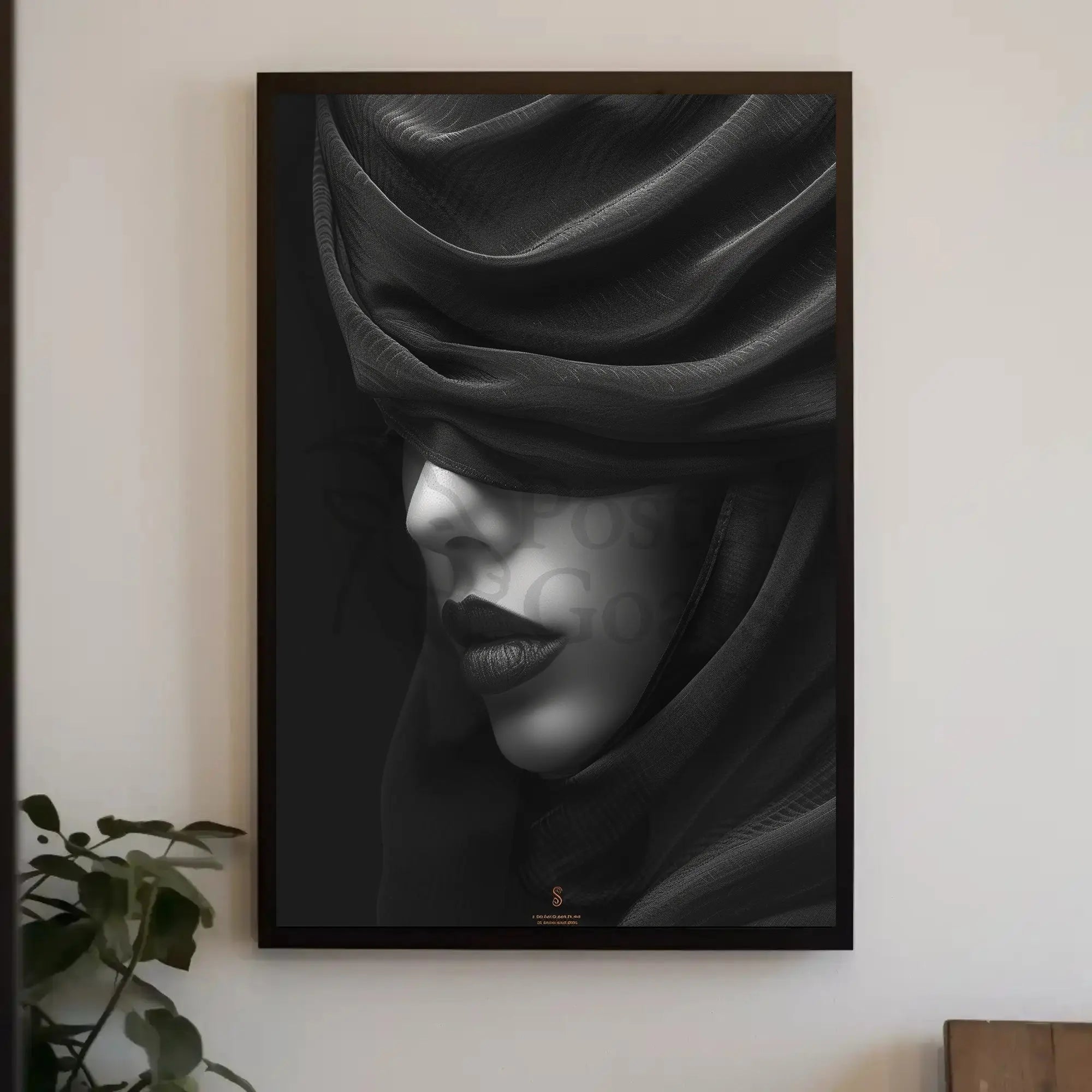 Mystery Veil Portrait: Enigmatic Elegance Artistic Poster PosterGoat