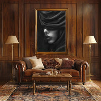 Mystery Veil Portrait: Enigmatic Elegance Artistic Poster PosterGoat