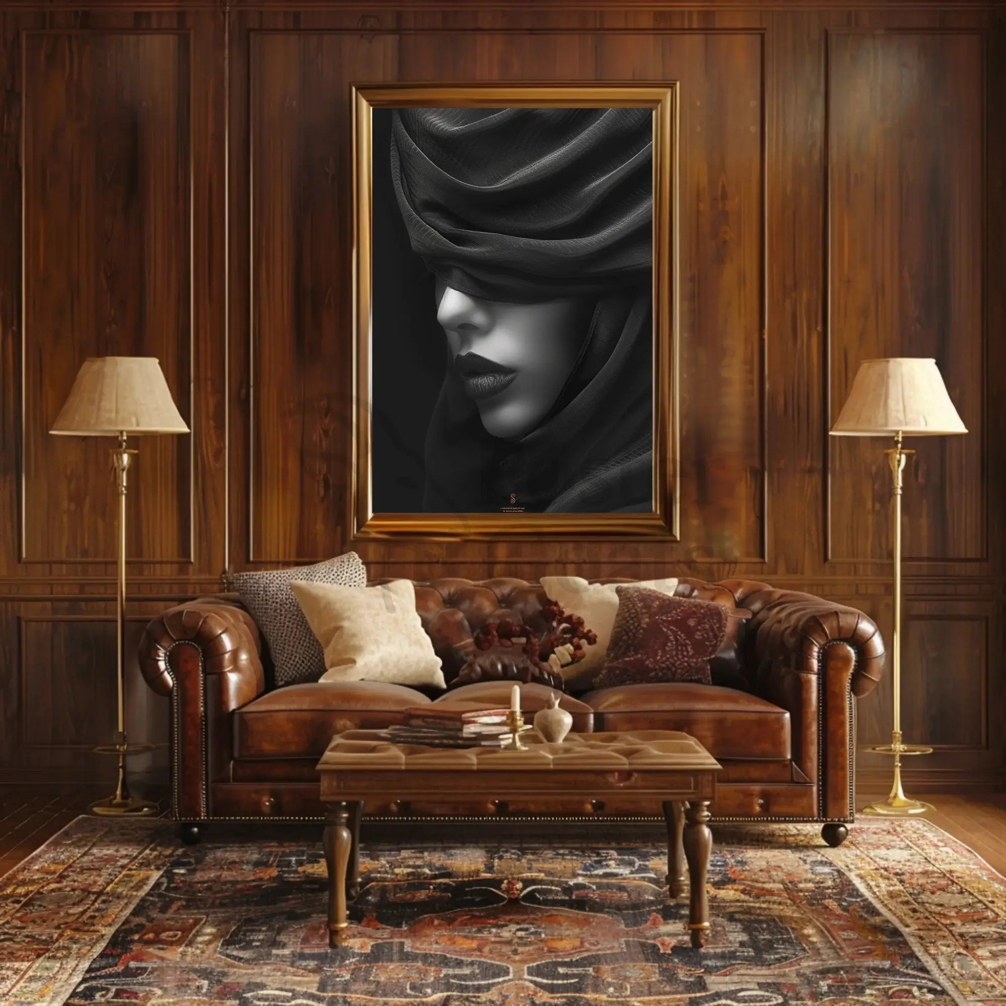 Mystery Veil Portrait: Enigmatic Elegance Artistic Poster PosterGoat