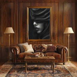 Mystery Veil Portrait: Enigmatic Elegance Artistic Poster PosterGoat