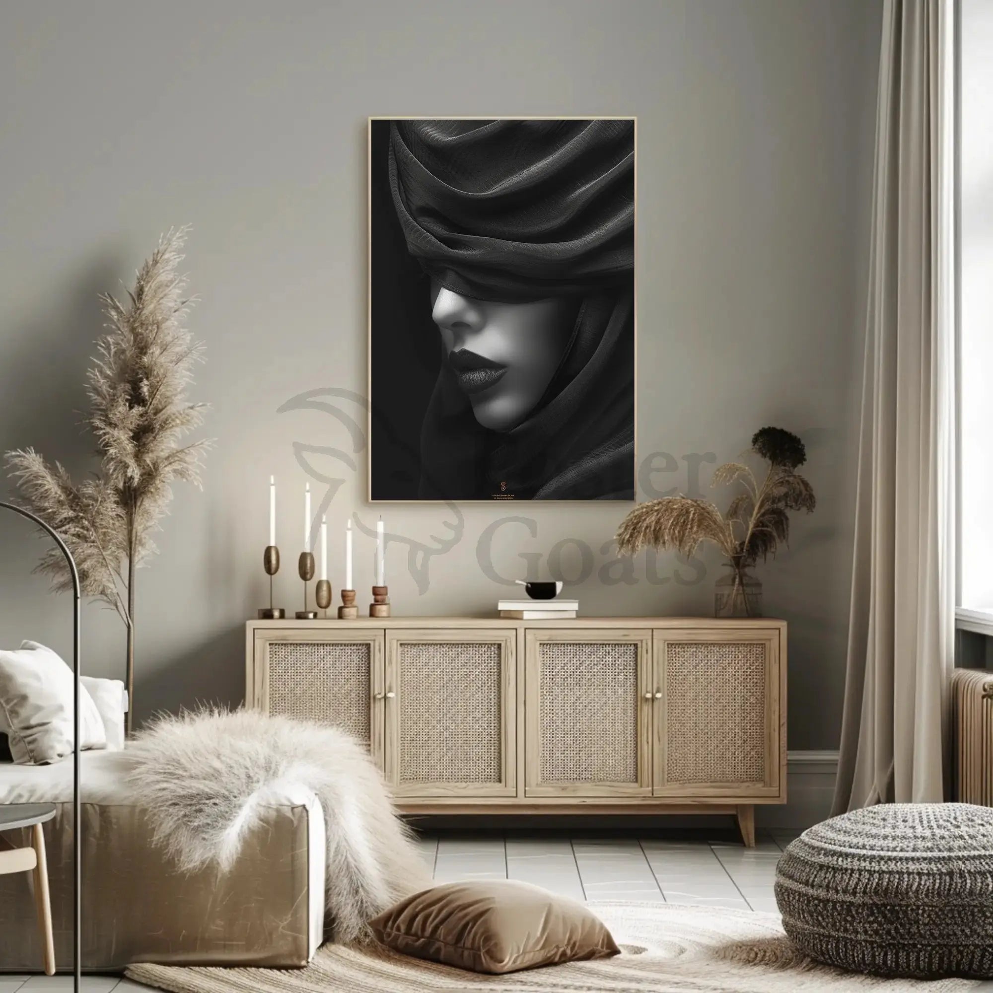Mystery Veil Portrait: Enigmatic Elegance Artistic Poster PosterGoat