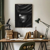 Mystery Veil Portrait: Enigmatic Elegance Artistic Poster PosterGoat