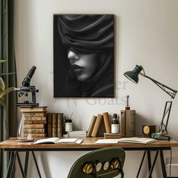 Mystery Veil Portrait: Enigmatic Elegance Artistic Poster PosterGoat