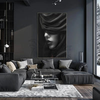 Mystery Veil Portrait: Enigmatic Elegance Artistic Poster PosterGoat