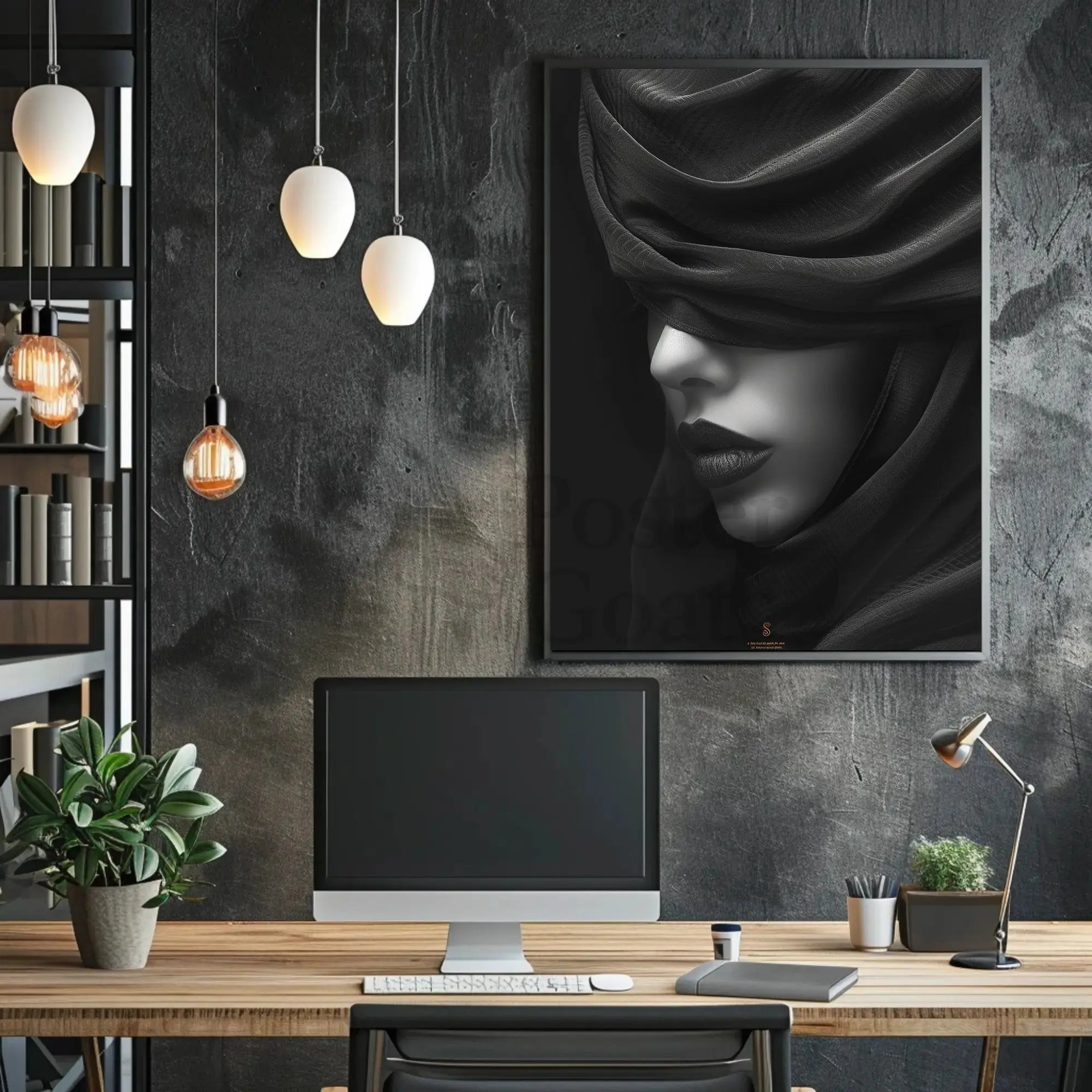 Mystery Veil Portrait: Enigmatic Elegance Artistic Poster PosterGoat