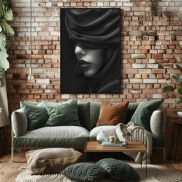 Mystery Veil Portrait: Enigmatic Elegance Artistic Poster PosterGoat