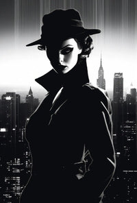 Mystery Woman in Noir Classic Artistic Poster PosterGoat