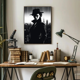 Mystery Woman in Noir Classic Artistic Poster PosterGoat