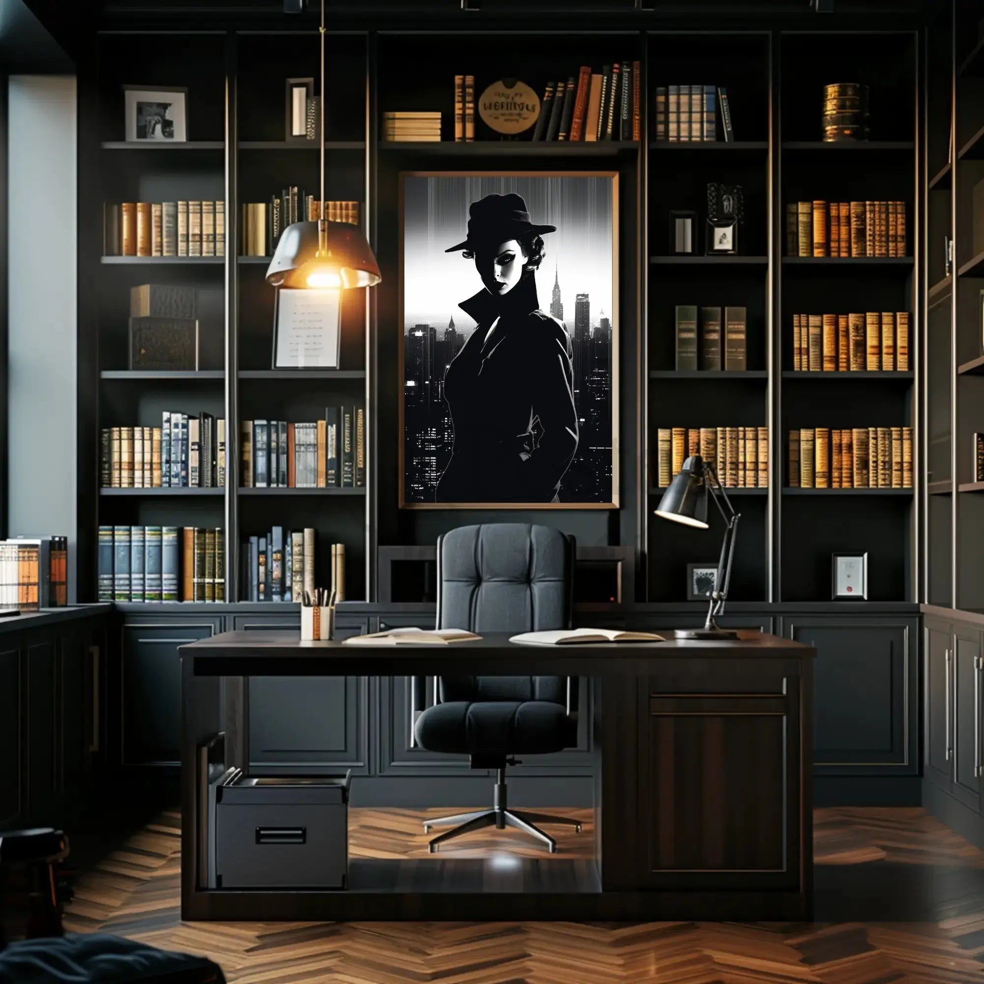 Mystery Woman in Noir Classic Artistic Poster PosterGoat