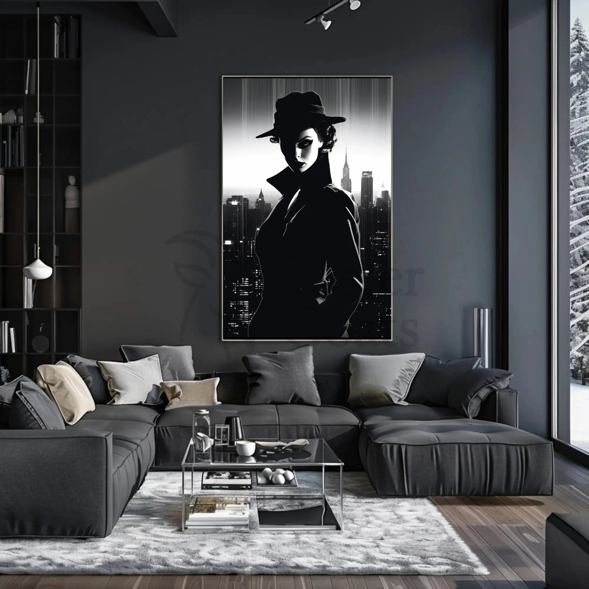 Mystery Woman in Noir Classic Artistic Poster PosterGoat