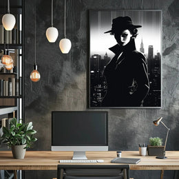 Mystery Woman in Noir Classic Artistic Poster PosterGoat