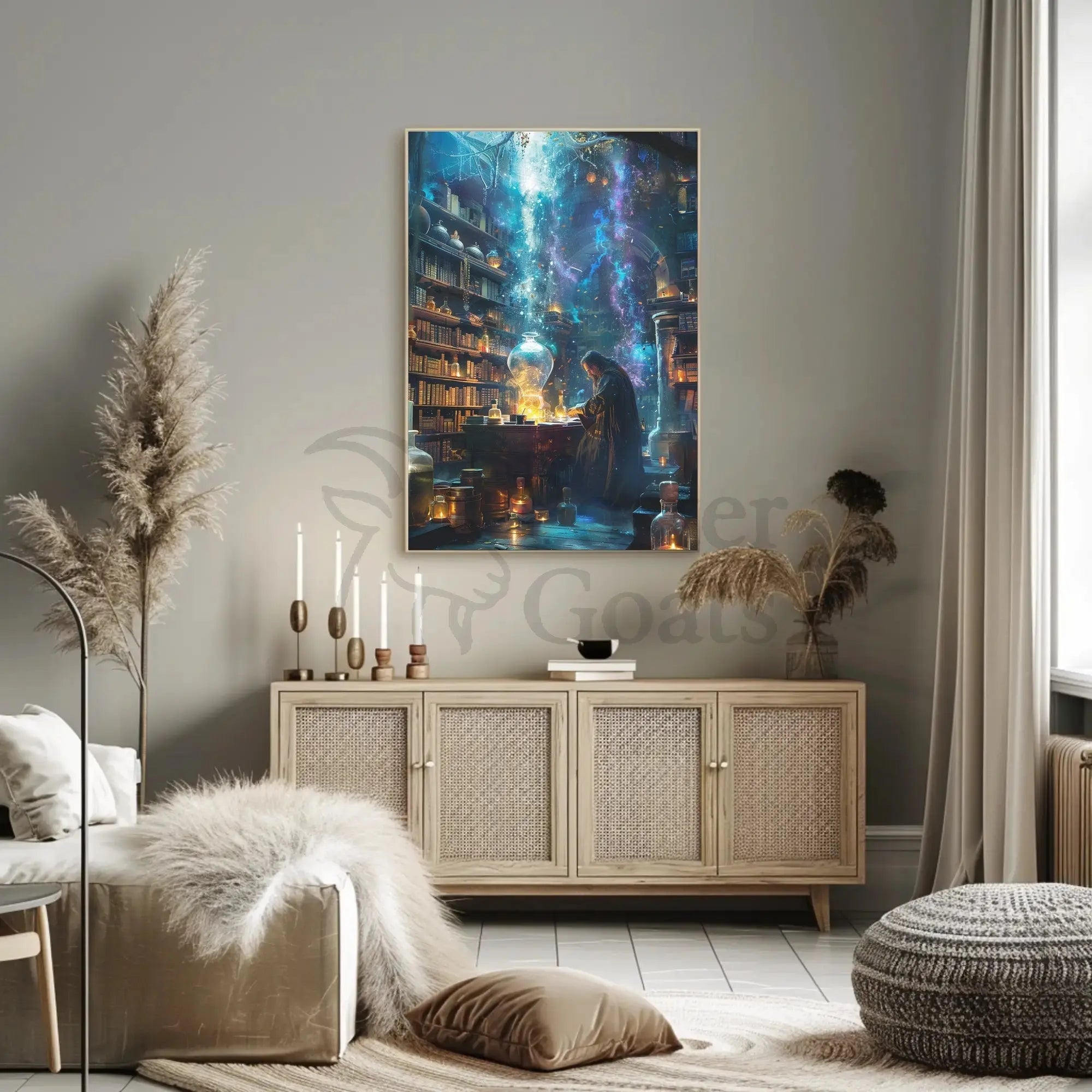 Mystical Alchemist Library Fantasy Poster PosterGoat