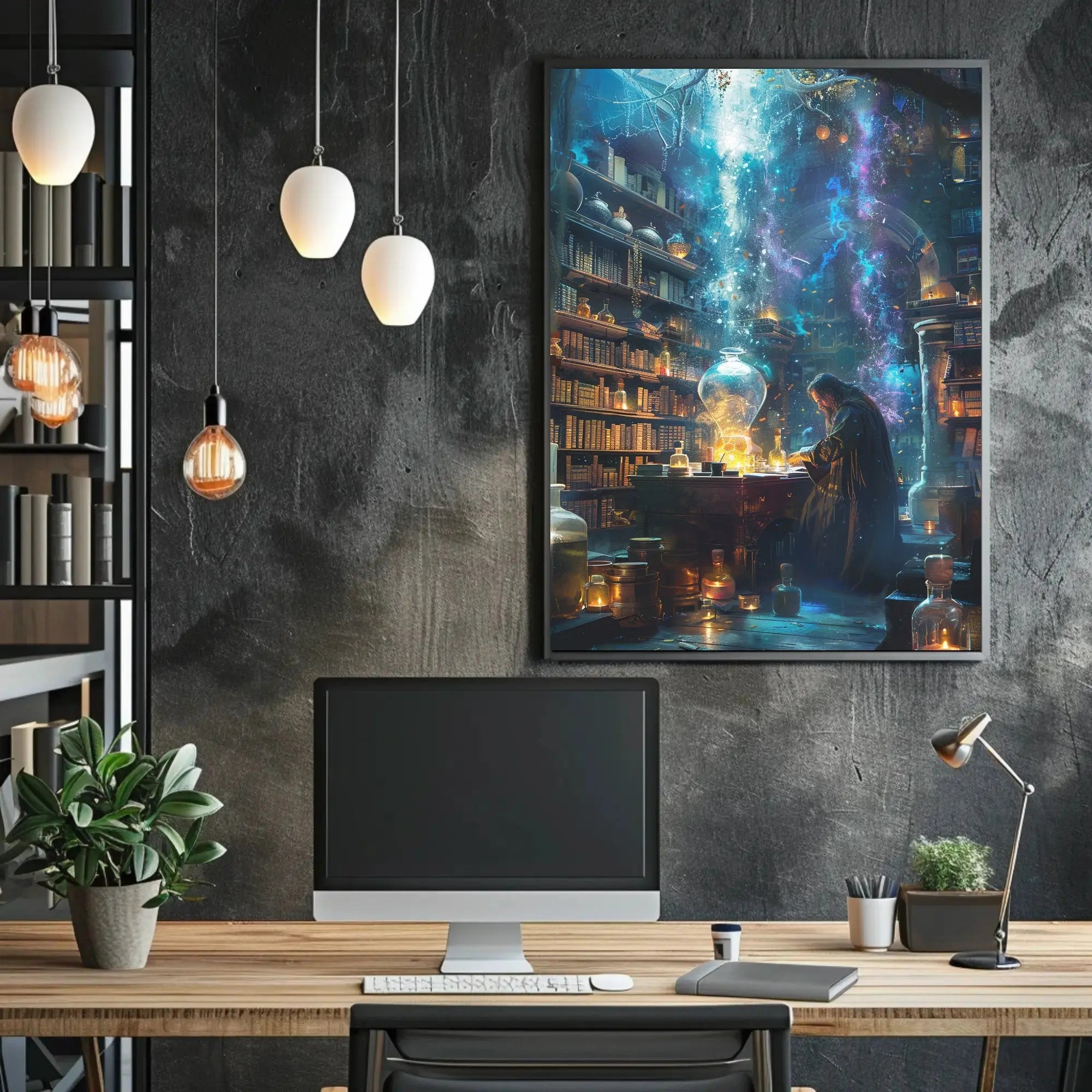 Mystical Alchemist Library Fantasy Poster PosterGoat