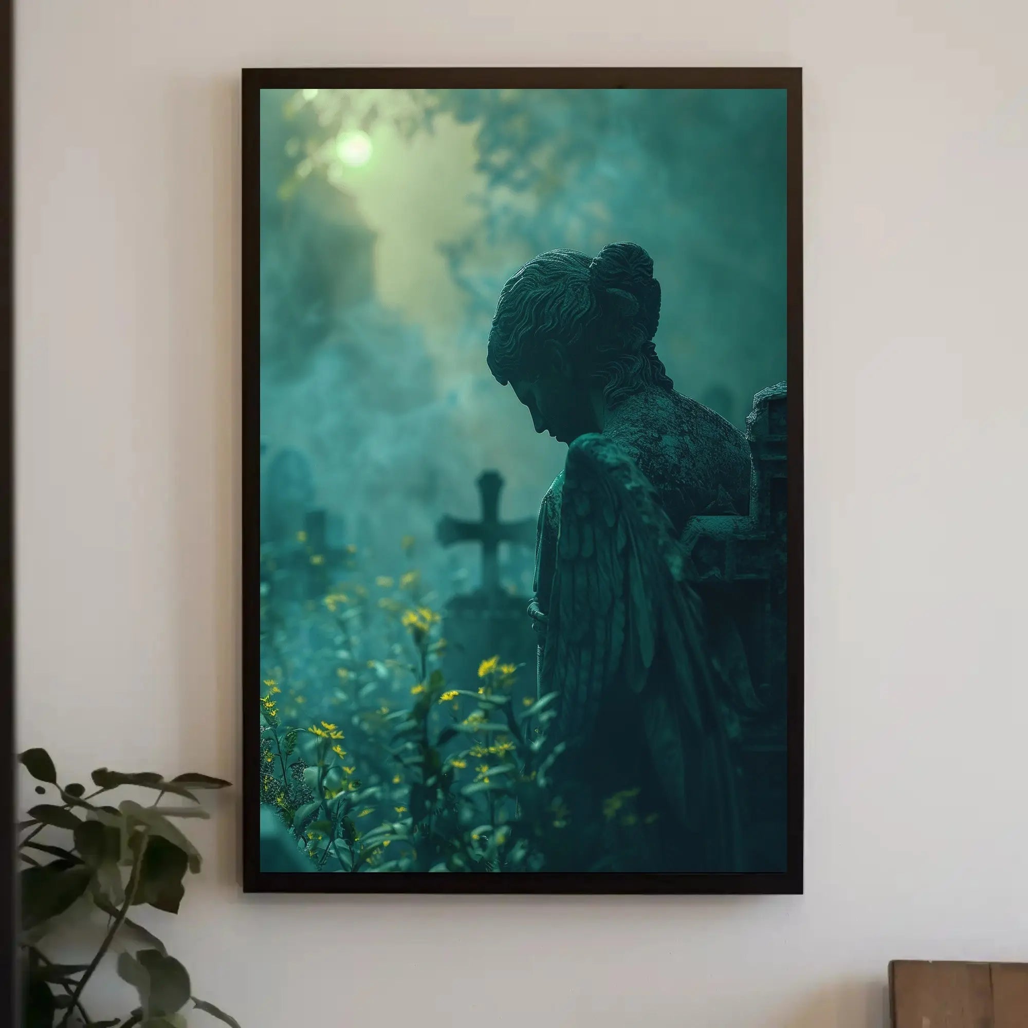 Mystical Angel Statue Tranquility Abstract Artistic Poster PosterGoat