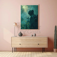 Mystical Angel Statue Tranquility Abstract Artistic Poster PosterGoat