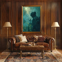 Mystical Angel Statue Tranquility Abstract Artistic Poster PosterGoat