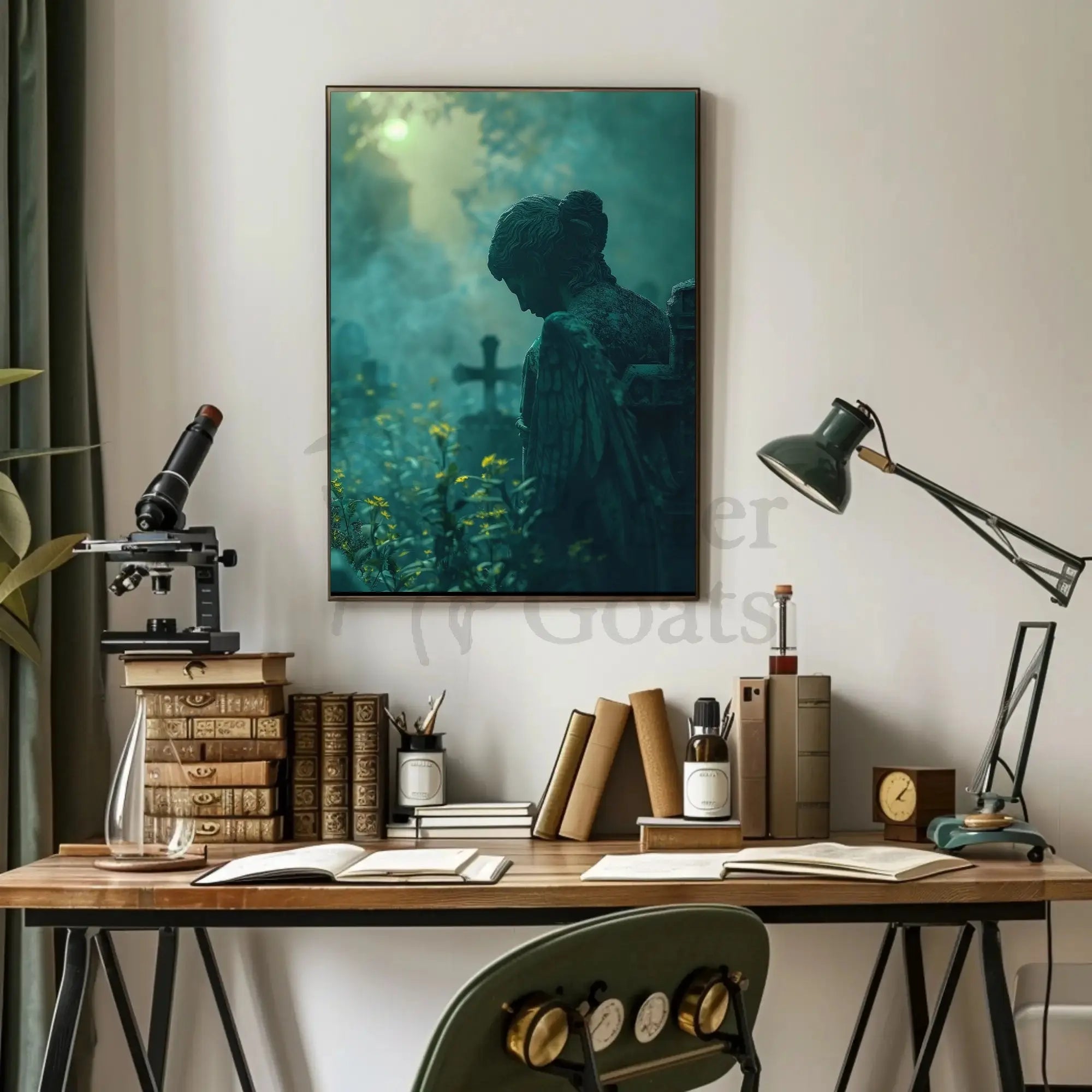 Mystical Angel Statue Tranquility Abstract Artistic Poster PosterGoat