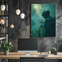 Mystical Angel Statue Tranquility Abstract Artistic Poster PosterGoat