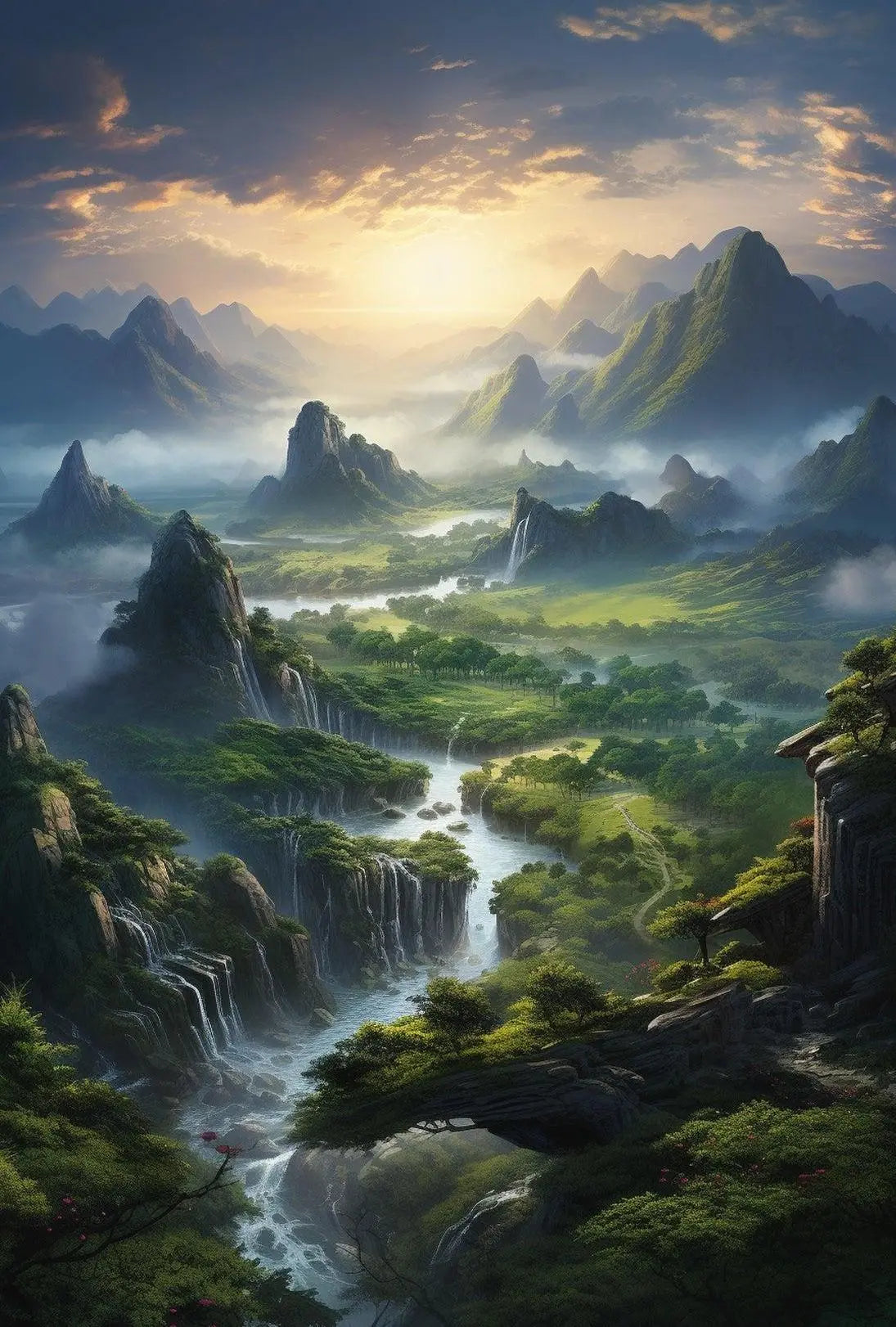 Mystical Asian Landscape Harmony National Park Poster PosterGoat