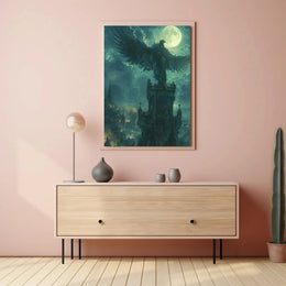Mystical Bird Nightscape Fantasy Poster PosterGoat