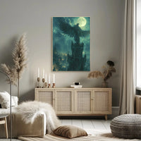 Mystical Bird Nightscape Fantasy Poster PosterGoat