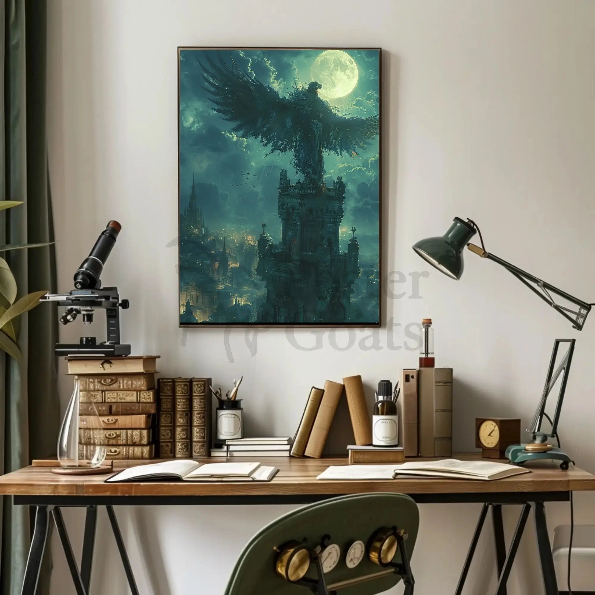 Mystical Bird Nightscape Fantasy Poster PosterGoat