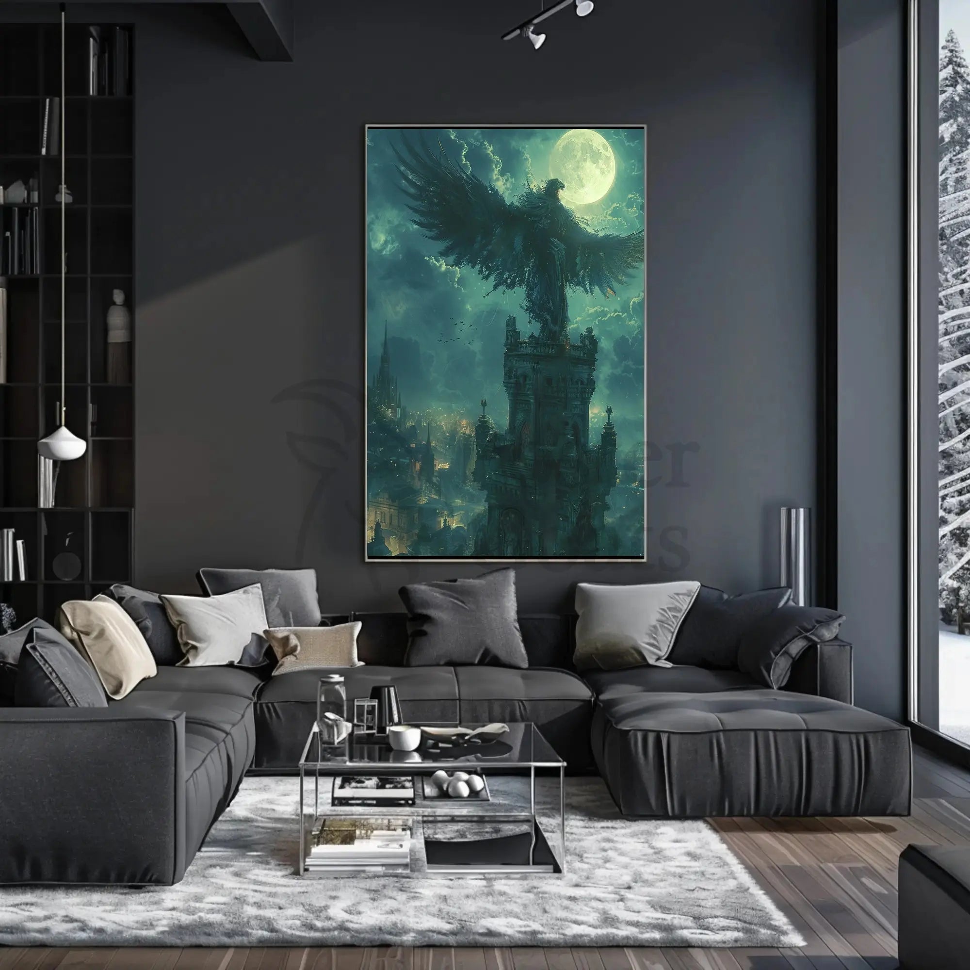 Mystical Bird Nightscape Fantasy Poster PosterGoat