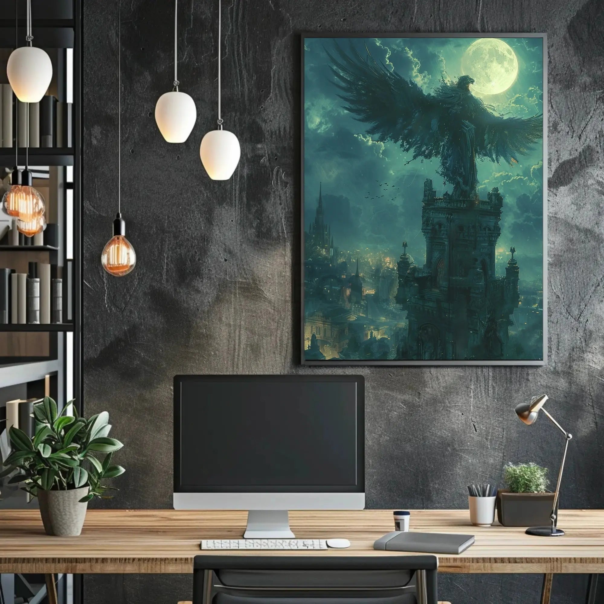 Mystical Bird Nightscape Fantasy Poster PosterGoat