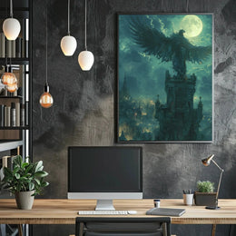 Mystical Bird Nightscape Fantasy Poster PosterGoat