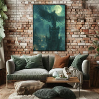 Mystical Bird Nightscape Fantasy Poster PosterGoat