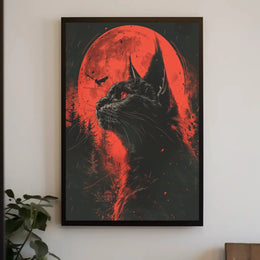 Mystical Black Cat Halloween Gothic Artistic Poster PosterGoat