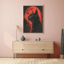 Mystical Black Cat Halloween Gothic Artistic Poster PosterGoat