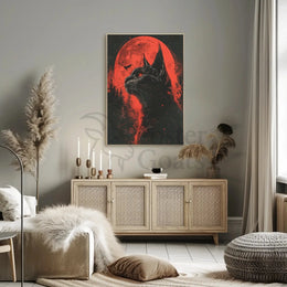 Mystical Black Cat Halloween Gothic Artistic Poster PosterGoat