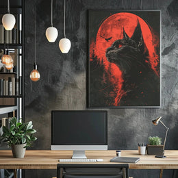 Mystical Black Cat Halloween Gothic Artistic Poster PosterGoat