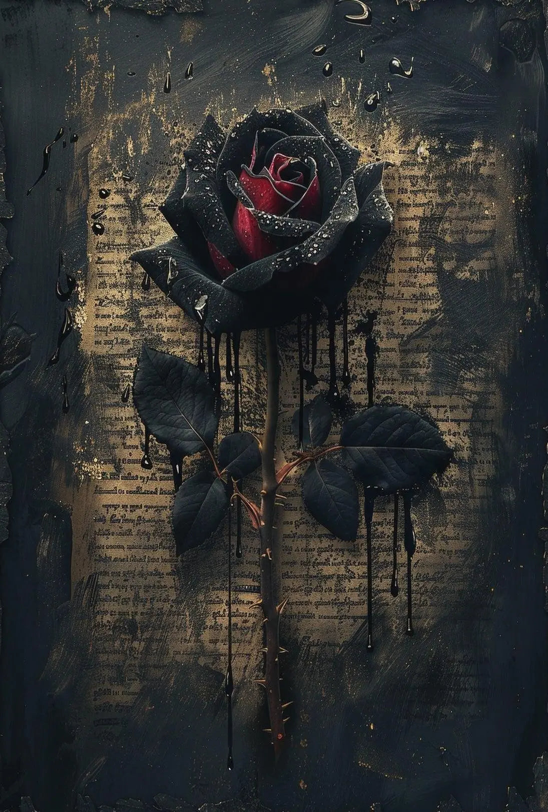 Mystical Black Rose Gothic Art Poster PosterGoat